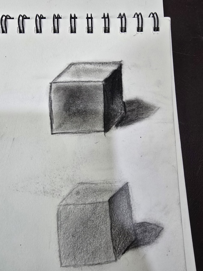 Cube shading study created by a 5-year-old student